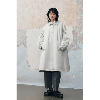 长款优雅裙摆式风衣式棉服外套