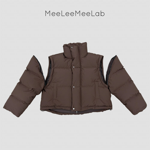 MeeLeeMeeLab 原创棉感多穿式加厚立领面包短款白鹅绒羽绒服