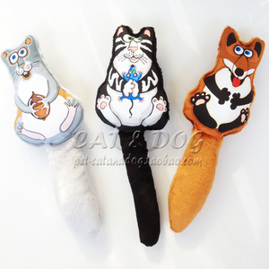 江浙沪5件包邮 fatcat 长毛狐狸 猫 松鼠玩具 宠物狗帆布毛绒玩具