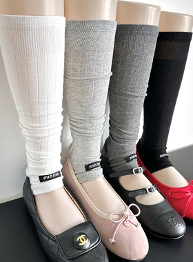 miu系袜子女夏薄款白色堆堆袜套春秋腿套芭蕾风袜子小腿袜中筒袜