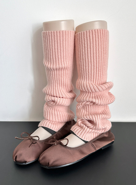 2025新爆款粉色针织jk袜套羊毛袜子女秋冬格雷系灰色叠穿堆堆腿套