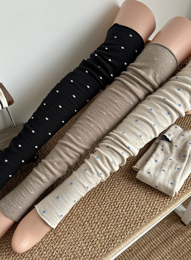 2025新爆款波点踩脚袜套女秋冬长筒堆堆袜走秀设计感复古过膝袜子