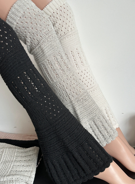 镂空过膝大腿袜子女针织袜套秋冬羊毛堆堆袜重工花边蕾丝中长筒袜