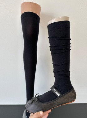 黑色天鹅绒过膝袜女薄款夏季性感袜子奶白色长筒丝袜白色jk大腿袜