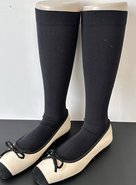 黑色及膝小腿袜jk袜子夏季中筒学院风日系制服袜基础款短袜天鹅绒