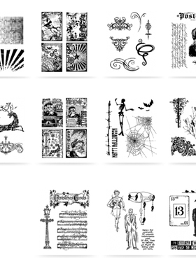 Tim Holtz 进口红色橡胶手帐印章 万圣节圣诞节字母纹理