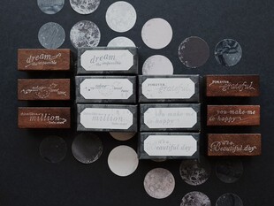 Jieyanow爱你词条英文木印章 手帐ins风马来phases to loving YOU