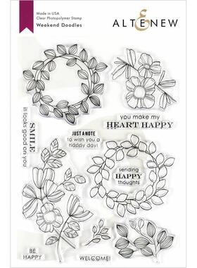 现货 Altenew Weekend Doodles 周末手绘花朵枝叶手帐透明印章