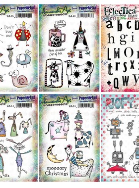 Paper Artsy动物红色橡胶泡棉印章 兔子绵羊奶牛机器人英国进口