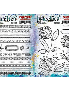 Paper Artsy复古刺绣花朵边线橡胶泡棉印章Scrapcosy之七