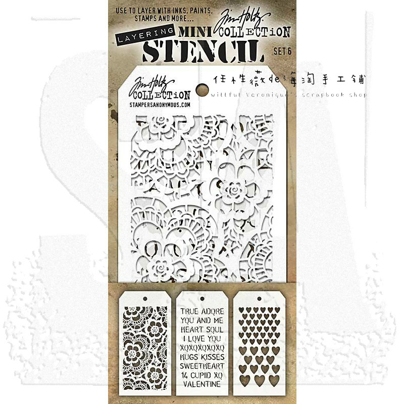 Tim Holtz Mini Stencil迷你遮蔽板模板 塑料喷雾描画打底套装在类目 电子词典/电纸书/文化用品, 绘图测量用品, 各类尺/三角板中 - 来自Buy2taobao.com提供专业的淘宝代购服务
