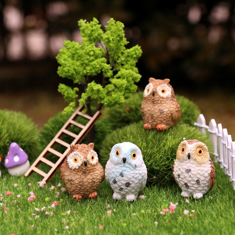 创意生态缸苔藓微景观diy材料树脂工艺品猫头鹰公仔桌面装饰摆件