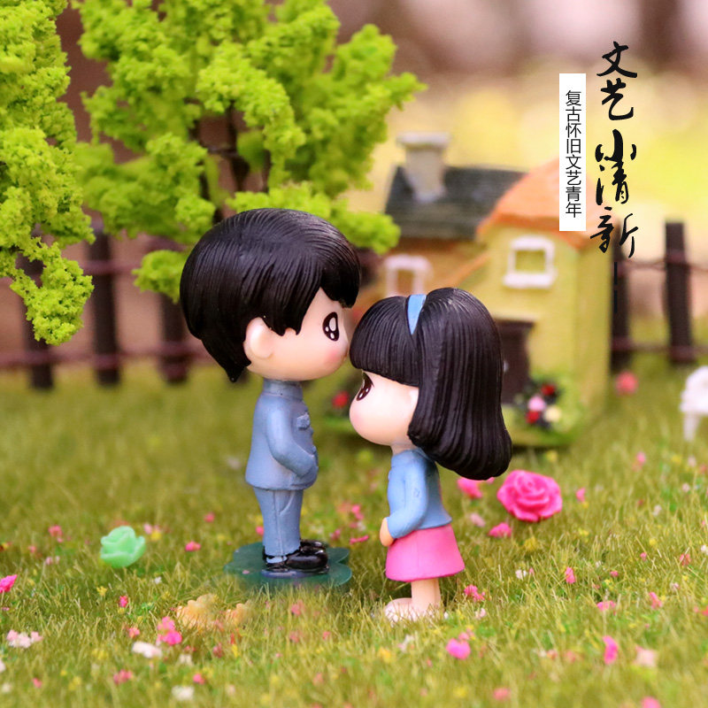 复古文艺情侣娃娃人偶硬体公仔摆设桌面苔藓微景观盆景蛋糕装饰品,家居饰品,装饰摆件,淘宝优惠券,粉丝福利购,淘宝优惠卷