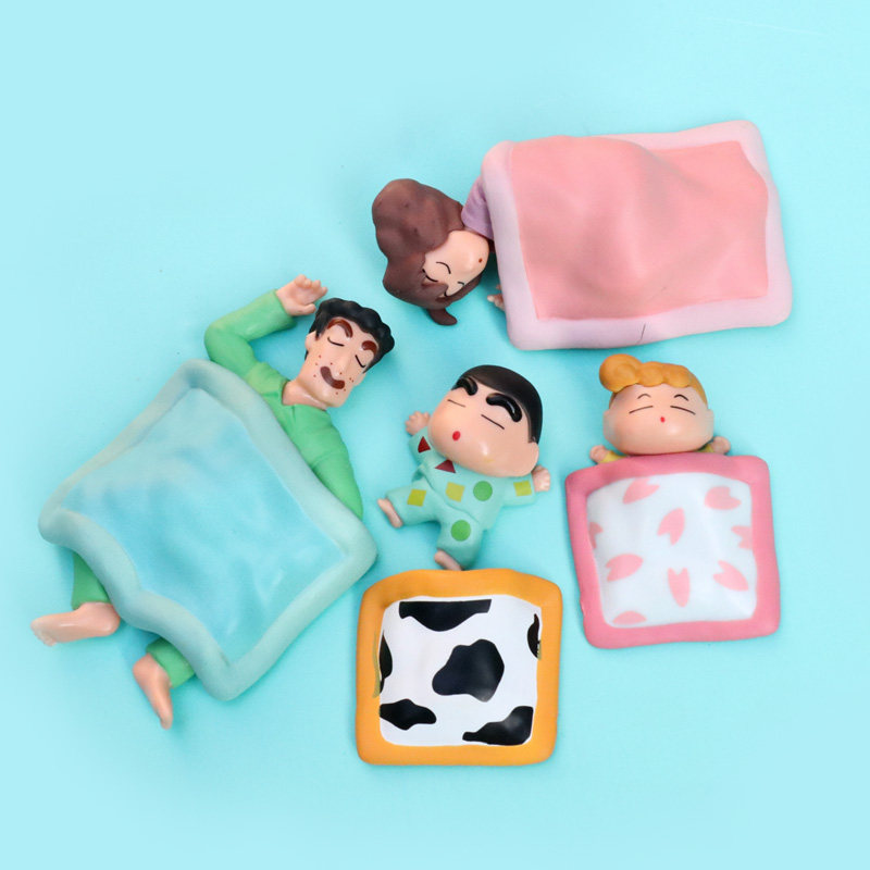 卡通动漫小生手办模型睡眠野原新之助一家人可爱盲盒玩具潮玩摆件