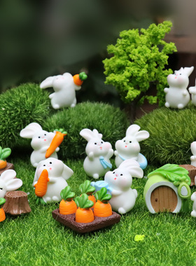 卡通仿真动物小兔子模型迷你摆件
