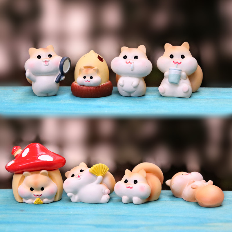 呆萌小松鼠宝宝日常卡通玩偶可爱小动物摆件微景观蛋糕装饰品盲盒