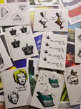 猫头打字机骷髅眼睛兔子钻石皇冠玛丽莲梦露it gose go纹身刺青贴