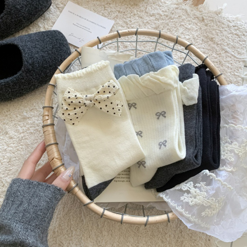 早秋新品女袜日系蕾丝边jk中筒袜