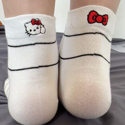 春夏新品薄款袜子女蝴蝶结小猫咪