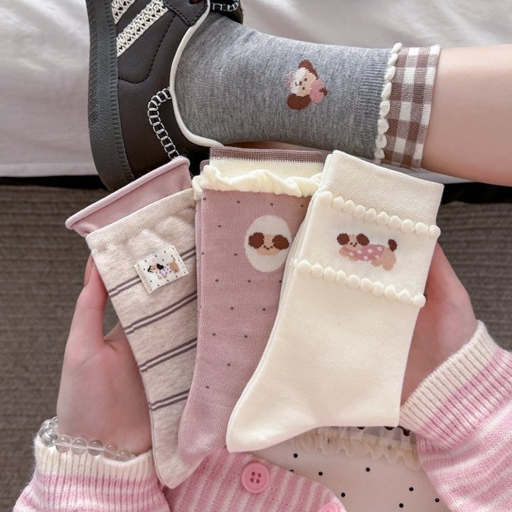 可爱小狗白色袜子女学院风配jk中图片