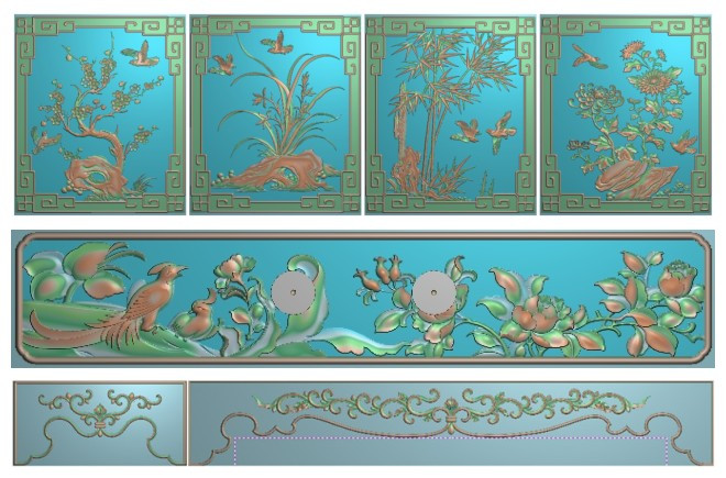 包邮设计素材源文件高清超值精雕图灰度图精品梅兰竹菊博古架图图片
