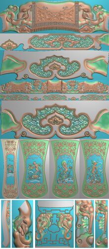 包邮高清设计素材木雕素材精雕图灰度图精品龙象头沙发套图疯抢