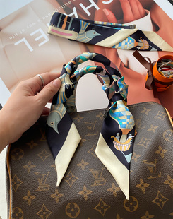 黑色翱翔天际小围巾真丝绑包包丝巾长丝带蚕丝领巾新款发带饰巾女