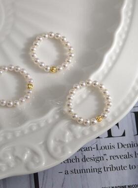 赵露思同款正圆强光施家珍珠戒指