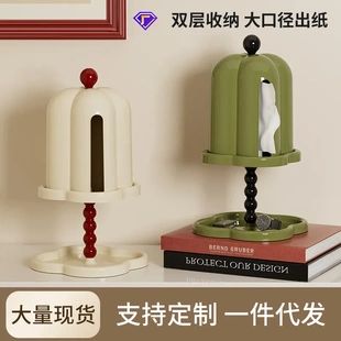 纸巾盒卫生间免打孔高档高级感双层置物架密封防尘带盖复古抽纸盒