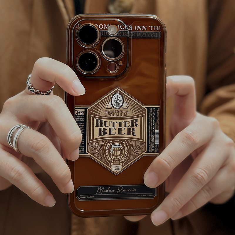 哈利波特黄油啤酒焦糖色魔法复古小众设计感iPhone苹果手机壳