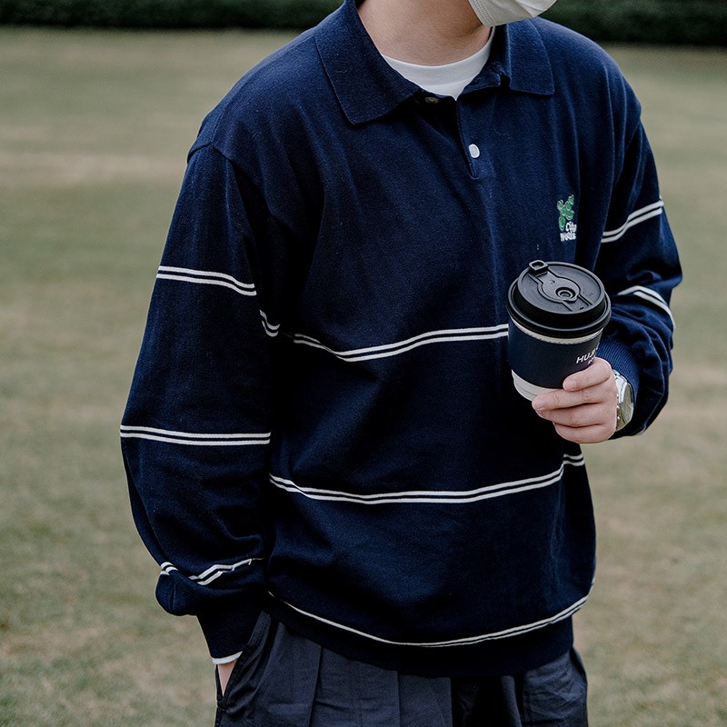 HOlife条纹针织宽松长袖