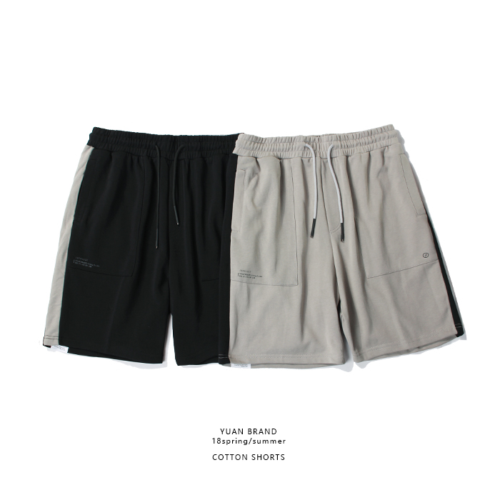 YUAN BRAND - COTTON SHORTS 宽松拼色棉短裤|ruв категории Мужская одежда, брюки - от Buy2taobao.com для оказания профессиональной услуги покупки агента Taobao