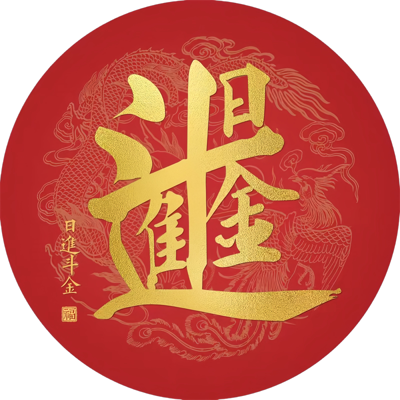 圆形招财进宝日进斗金贴画客厅卧室门柜商铺墙面装饰贴纸防水自粘