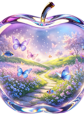 苹果造型蝴蝶花海贴纸客厅卧室冰箱浴室墙面装饰遮瑕丑贴画自粘贴