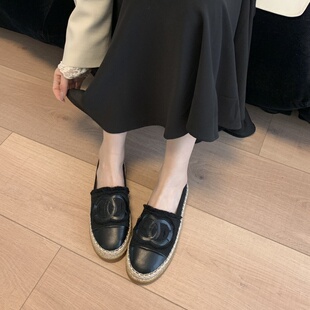 2026韩版新款平底浅口单鞋麻绳豆豆乐福鞋渔夫鞋女