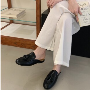 女外穿通勤懒人鞋 看复古一脚蹬包头休闲半拖鞋 新款 2026韩版