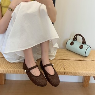 一字带平底百搭浅口气质单鞋 玛丽珍鞋 韩版 新款 女2026春季
