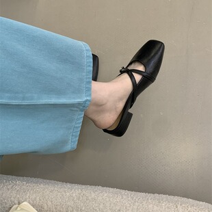 女外穿温柔玛丽珍一脚蹬懒人穆勒鞋 2026韩版 包头半拖鞋 法式 新款