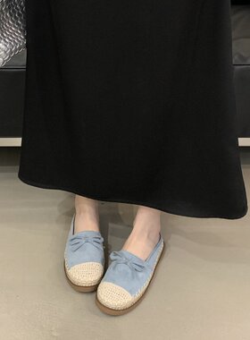 包头渔夫鞋2025韩版新款半拖鞋女草编麻绳平底懒人鞋舒适凉拖鞋