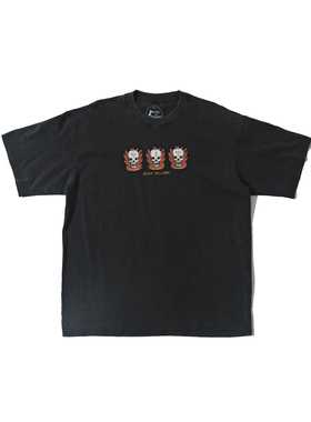 H-D  HELL IS REAL  骷髅三头 复古机车 重磅小领口 短袖T恤