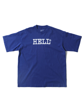 H-D  HELL IS REAL   HELL LOGO 成衣染色 重磅小领口 短袖T恤