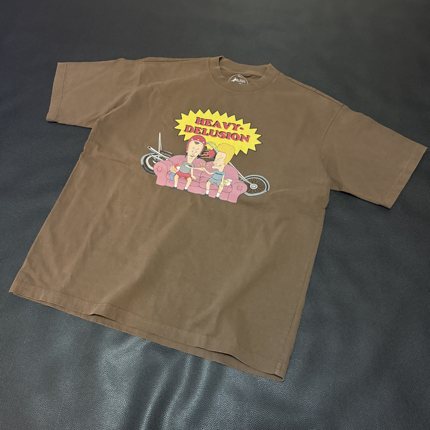 H-D HELL IS REAL 瘪四与大头蛋 复古机车 重磅小领口 短袖T恤