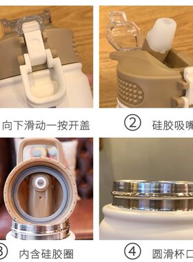 杯子直儿童水壶小孩幼儿园杯携带保温外出水瓶吸管夏季饮水大容量