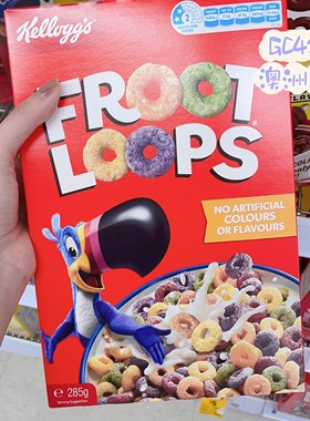澳洲代购直邮Kellogg家乐氏Froot Loops彩虹圈麦片无人工色素285g