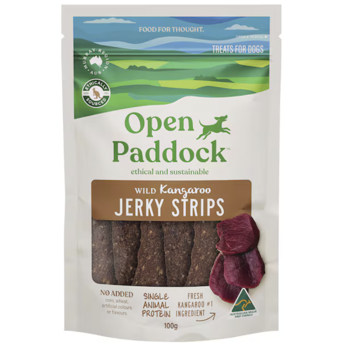 澳洲代购直邮 Open Paddock 86%散养野生袋鼠条 牛肉条 狗粮 200g