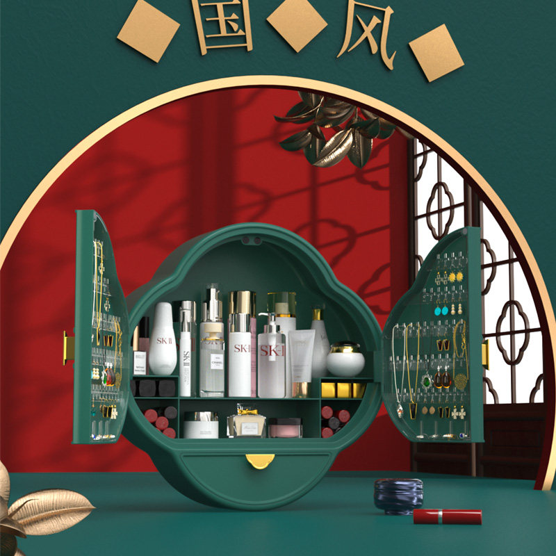 化妆品收纳盒挂墙免打孔防尘浴室