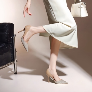 女细跟宴会浅口气质单鞋 米兰 小跟婚鞋 奢华真皮法式 设计师原创