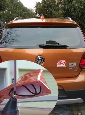 大众Polo Cross 波罗汽车改装鲨鱼鳍尾翼天线内置收音信号线红色