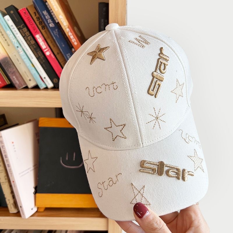 帽子春夏款硬顶棒球帽女刺绣情侣百搭休闲防晒遮阳显脸小鸭舌帽男