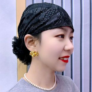 2025新款遮白发帽薄款绣花包头帽头巾女时尚洋气头饰妈妈帽子女款